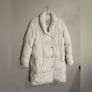 Loft White Puffer Long Winter Coat Jacket